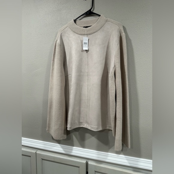 NWT Ann Taylor Faux Suede Mixed Media Sweater - Picture 7 of 12